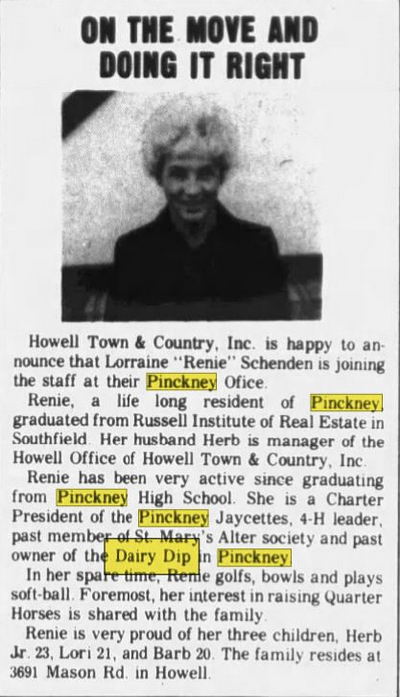 Dairy Dip Drive-In (Dairy Dip Burger Den) - Dec 1979 Article On Lorraine Schenden (newer photo)